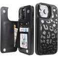 thumbnail image 2 of PYAN-Compatible with iPhone 14 Pro Max 6.7" Wallet Case with Card Holder Folio Flip PU Leather Kickstand Card Slots Case Double Magnetic Clasp and RFID Blocking Cover 6.7 Inch (Black Leopard), 2 of 4