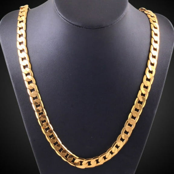 Wentin Reduced Necklaces & Pendants Men Women Fashion Luxury Filled Curb Cuban Link Gold Necklace Jewelry Chain