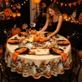 thumbnail image 5 of CSStudio Vintage Halloween Ghost Round Tablecloth 60In Waterproof Polyester Pumpkin Fall Farmhouse Dining Table Cover for Party Kitchen Decor, 5 of 5