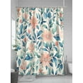 thumbnail image 5 of Shower Curtains Watercolors Pink Floral Bath Curtain Green Leaf Waterproof Bathroom Shower Curtain Set with Hooks Decoration 72 x 84 Inches, 5 of 7