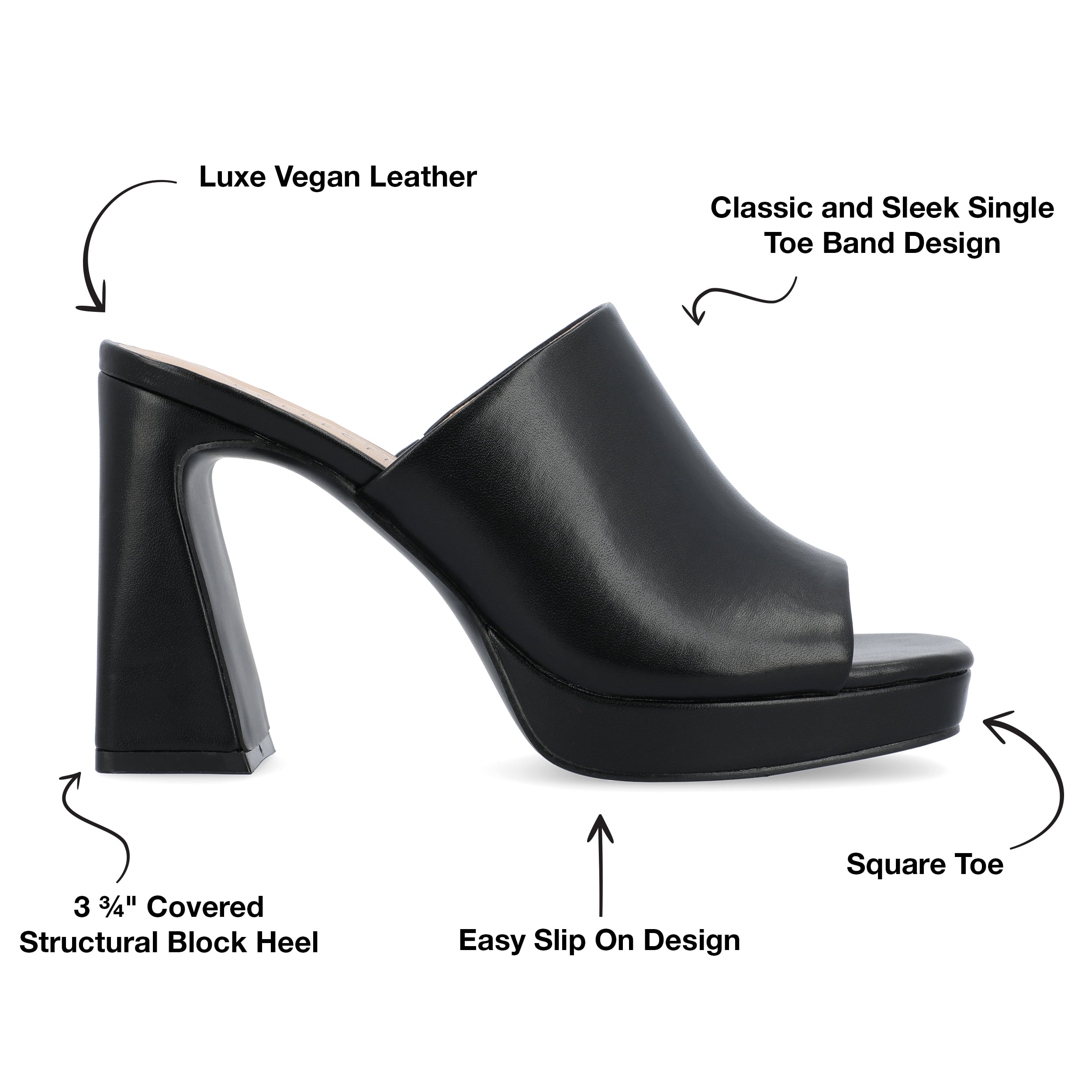 Journee Womens Ezzlynn Structured Heel Slip On Platform Dress Sandals