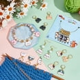 thumbnail image 5 of 2 Sets 2 Style Cat Alloy Enamel Charm Locking Stitch Marker Crochet Leverback Hoop Lobster Clasp Charm Mixed Color 34~40.5mm 1 set/style, 5 of 6