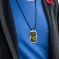 thumbnail image 3 of Geometric Apatosaurus Brontosaurus Dinosaur Aztec Mayan Style Military Dog Tag Pendant Necklace with Cord, 3 of 4