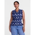 thumbnail image 2 of Scenario Women's Smocked Sleeveless Button Front Top, Sizes XS-XXXL, 2 of 6