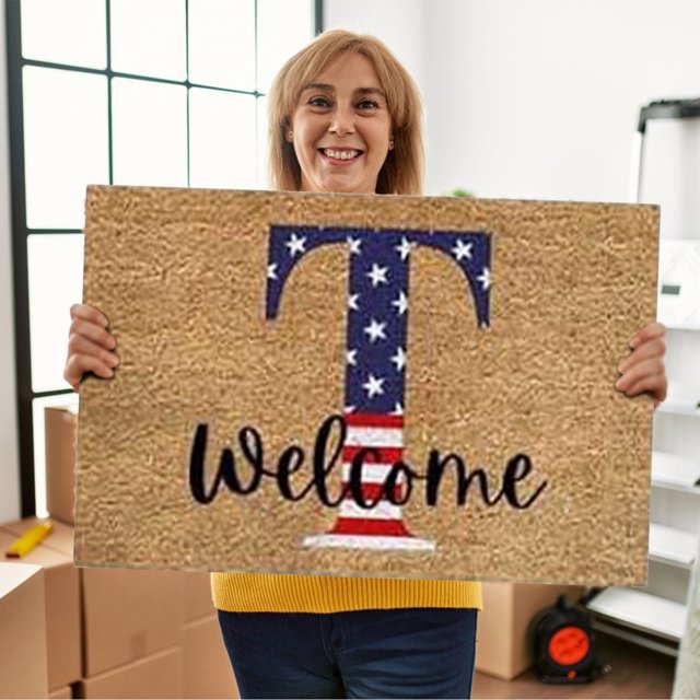 American Independence Day Floor Mat Crystal Velvet Printed Flag Floor Mat Festival Decorative Carpet Home Decor
