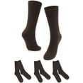 thumbnail image 3 of Gustave 3 Pairs Men Dress Crew Socks Comfort Cotton Business Casual Socks Unisex Solid Breathable Workout Sport Athletic Socks "Coffee, Size 9-11", 3 of 8