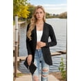 thumbnail image 2 of JWD Women's Cardigan Long Sleeved Storage Casual Lightweight Soft And Comfortable Fan-shaped Hem Knitted Cardigan Sweater Coat Black L, 2 of 6