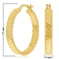 thumbnail image 3 of Italian 14k Yellow Gold Hollow Flat Rope Hoop Earrings 1.1" 4mm 2.6 grams, 3 of 5