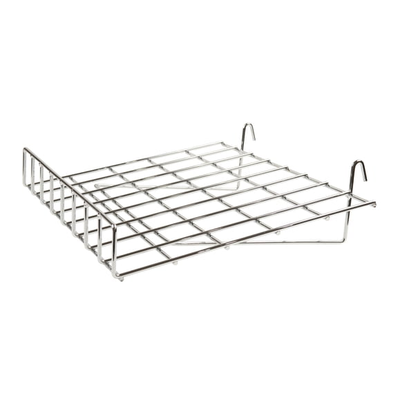 Econoco - GWS/91 - 15" x 24" Deluxe Chrome Slanted Shelf with Fron Lip for Wire Grid Panels - Sold in Pack of 4
