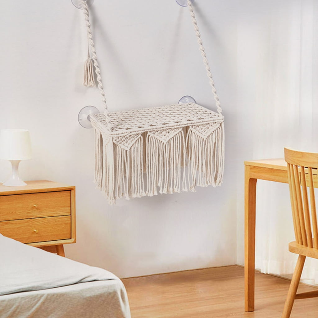 NEXAVKPR Cats Hammock Tassel Hanging Bed Small Cats Window Perch Sunbath-Bed Pet Supplies
