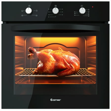 Costway 24'' Electric Built-In Single Wall Oven 220V Tempered Glass Push Buttons (Best 30 Wall Oven)