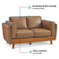 thumbnail image 5 of MCombo 64.8'' Napa Leather Loveseat Sofa Couch for Living Room, Office, Vintage Italian Leather, Cognac Tan, 5 of 10