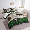 thumbnail image 3 of Homewish Jungle Deer Elk Bedding Comforter Set 7 Pieces for Men, Vintage Green Buffalo Full Bedding Set, Rustic Plant Botanical Reversible Fitted Sheet Flat Sheet, Luxury Bedroom Decor, 3 of 7