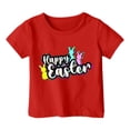 thumbnail image 2 of Lilgiuy Kids Easter Day Shirt Girls Boys Cute Bunny Print Short Sleeve T-Shirt Toddler Easter Day Outfits Gifts for Your Son, Daughter, Niece, Grandchildren (Red,1-2 Years), 2 of 3