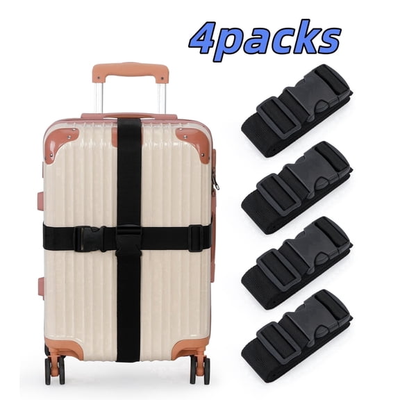 UNIWELL 4 Pack Green Luggage Straps Adjustable Suitcase Belt Connector for Travel Black