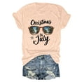 thumbnail image 2 of Drie Western Shirts Casual Tee for Women 2025 Summer T Shirt Short Sleeve Crewneck Tops Cute Graphic Christmas Shirts for Girls Light Yellow,M, 2 of 6