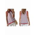 thumbnail image 3 of Womens Summer 2025 Casual Striped Color Block High Neck Tank Top Loose Knit High Low Sleeveless Shirts Pink XXL, 3 of 6
