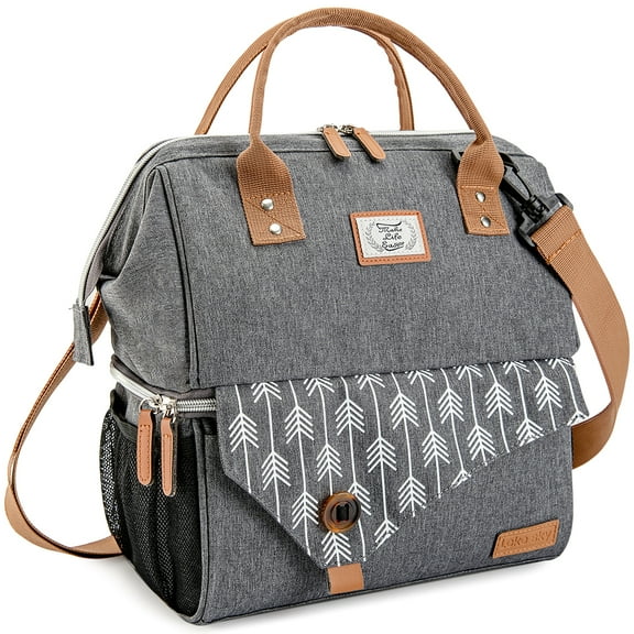 Lunch Bag, Insulated Lunch Box for Men Women Lunch Cooler for Work Tote Lunch Box Adult, Gray