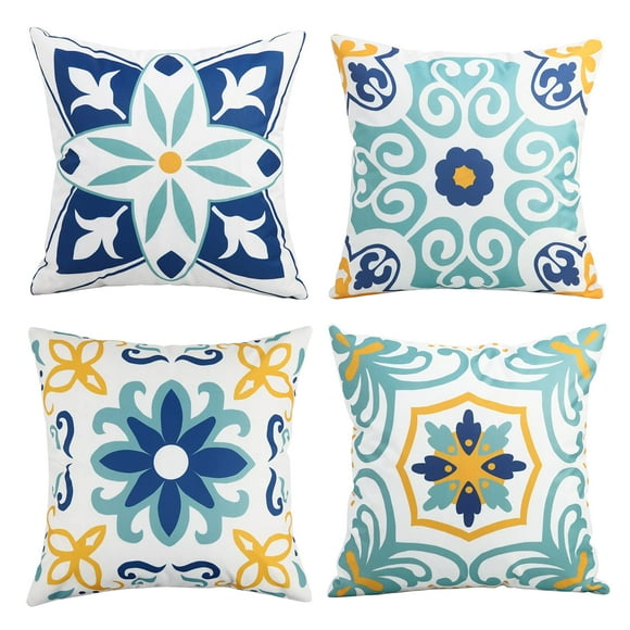 Fundas de Almohada Pyonic para Exterior Impermeables 40x40 cm Juego de 4 Azules