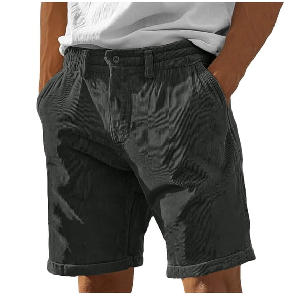 ctdiral Mens Corduroy Shorts Casual Loose Fit Lightweight Short Pants Elastic Waist Button Zipper Lounge Shorts Summer Beach Shorts with Pockets