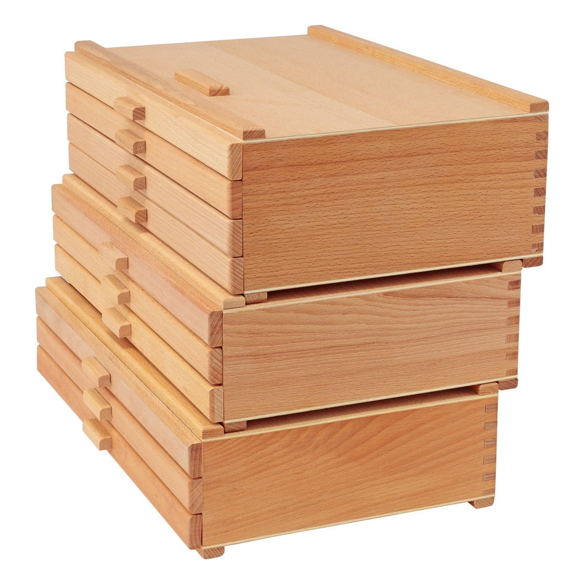 Creative Mark Pastel Storage Box, 4 Drawer Wood Box with Foam Lining, Sturdy and Stackable Art and Craft Supplies Storage Box for Artist Tools, Pens, Pencils and More, Natural Finish