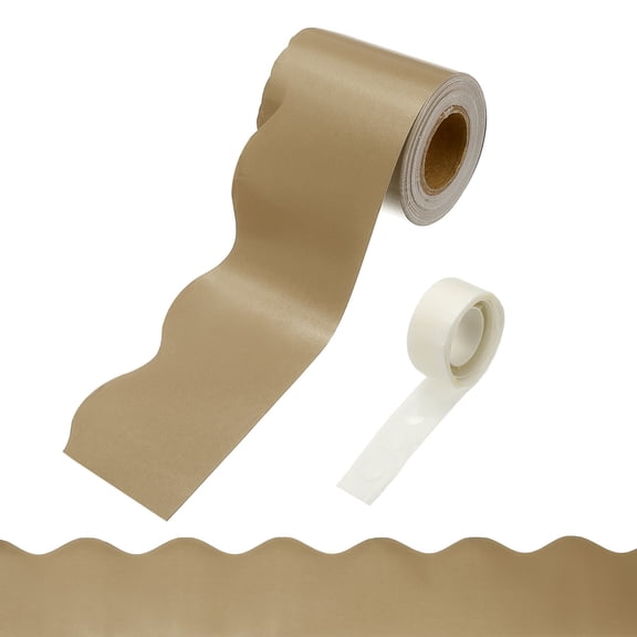 Uxcell Bulletin Board Borders, 32.8ft Morandi Dark Brown Border with Clear Sticky Dots