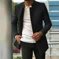 thumbnail image 2 of WILLBEST Jackets for Men Mens Autumn and Winter Casual Fashion Single Woolen Lined Mid Length Coat Trench Coat Jacket Coat, 2 of 5
