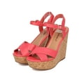 thumbnail image 5 of Women Faux Cork Platform Wedge Sandal - Ankle Strap Wedge - Peep Toe Sandal - HK37 By Breckelles, 5 of 5
