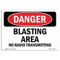 thumbnail image 1 of SignMission OS-DS-A-1824-L-1884 18 x 24 Po Signe de Danger OSHA - Zone de Dynamitage Pas de Transmission Radio, 1 of 1