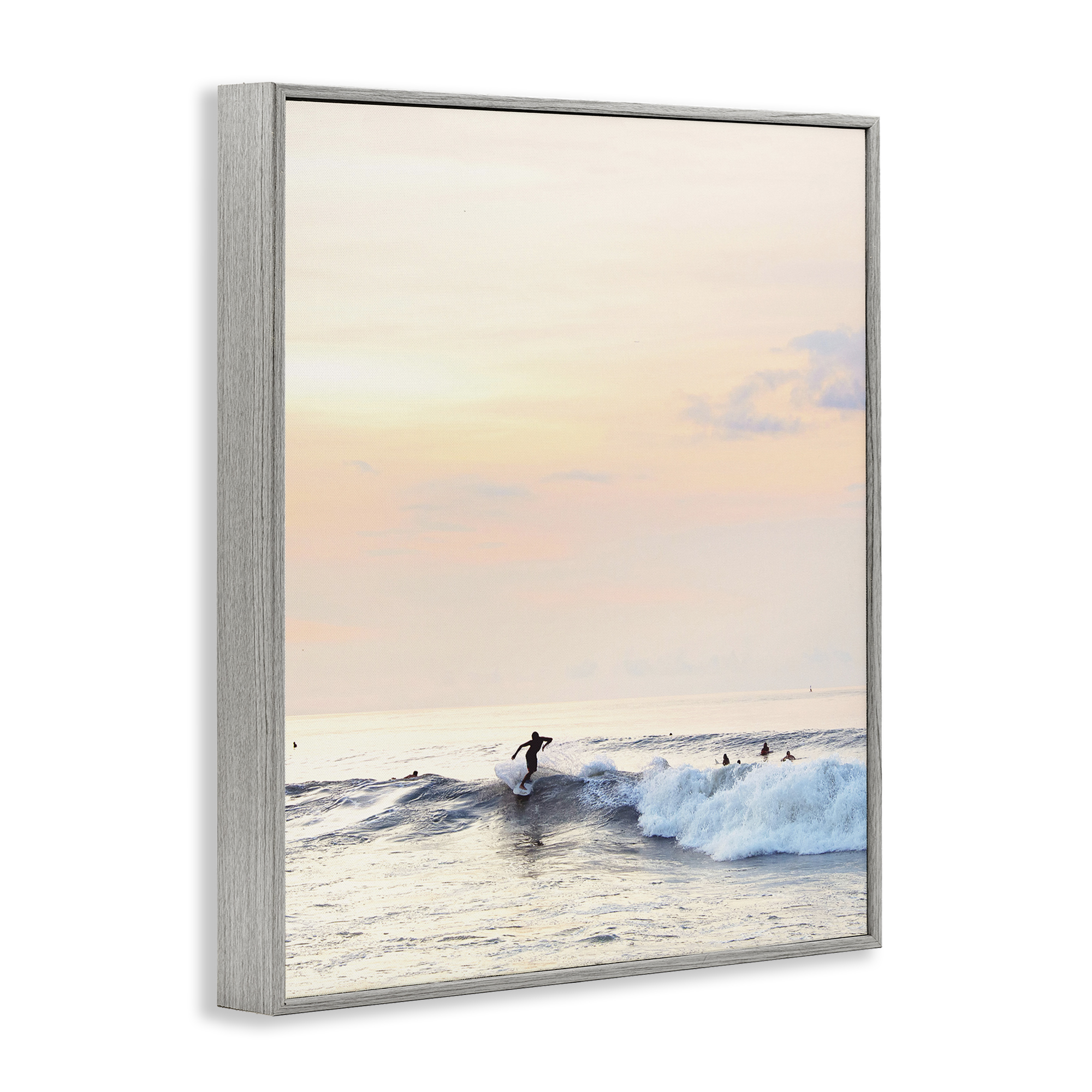 Stupell Industries Sunset Surfer Landscape Coastal Photography Gray Framed Art Print Wall Art, 16 x 20