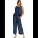 thumbnail image 2 of Conjunto de Chaleco Informal Sin Mangas con Cuello Redondo Plisado y Pantalones Cortos de Pierna para Mujer, Azul Marino, Talla S, 2 of 6