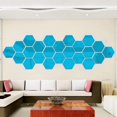 thumbnail image 3 of Paquete de 12 pegatinas de pared de espejo de plástico hexagonal acrílico decoración del hogar para sala de estar dormitorio sobre sofá Tv azul Xemadio WLJ-1397, 3 of 5