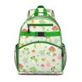 thumbnail image 1 of Adorable Forest Frog Backpack Featuring Green Frog Cartoon, Plant and Mushroom Print, and Nature Pattern, 1 of 6