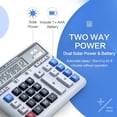 thumbnail image 3 of Desktop Calculator 12 Digits Extra Large LCD Display, Dual Solar Power and Battery, Mechanical Calculator with Big Buttons, Battery Include, Basic Financial Calculator for Office Home School, 3 of 6
