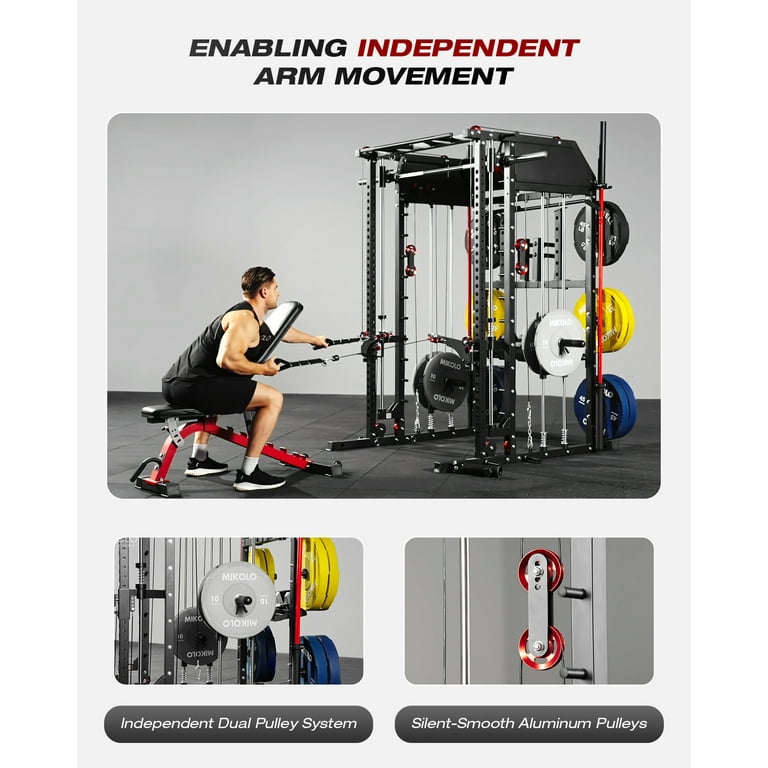 Mikolo Smith Machine Home Gym, All-in-One Power Rack with Smith