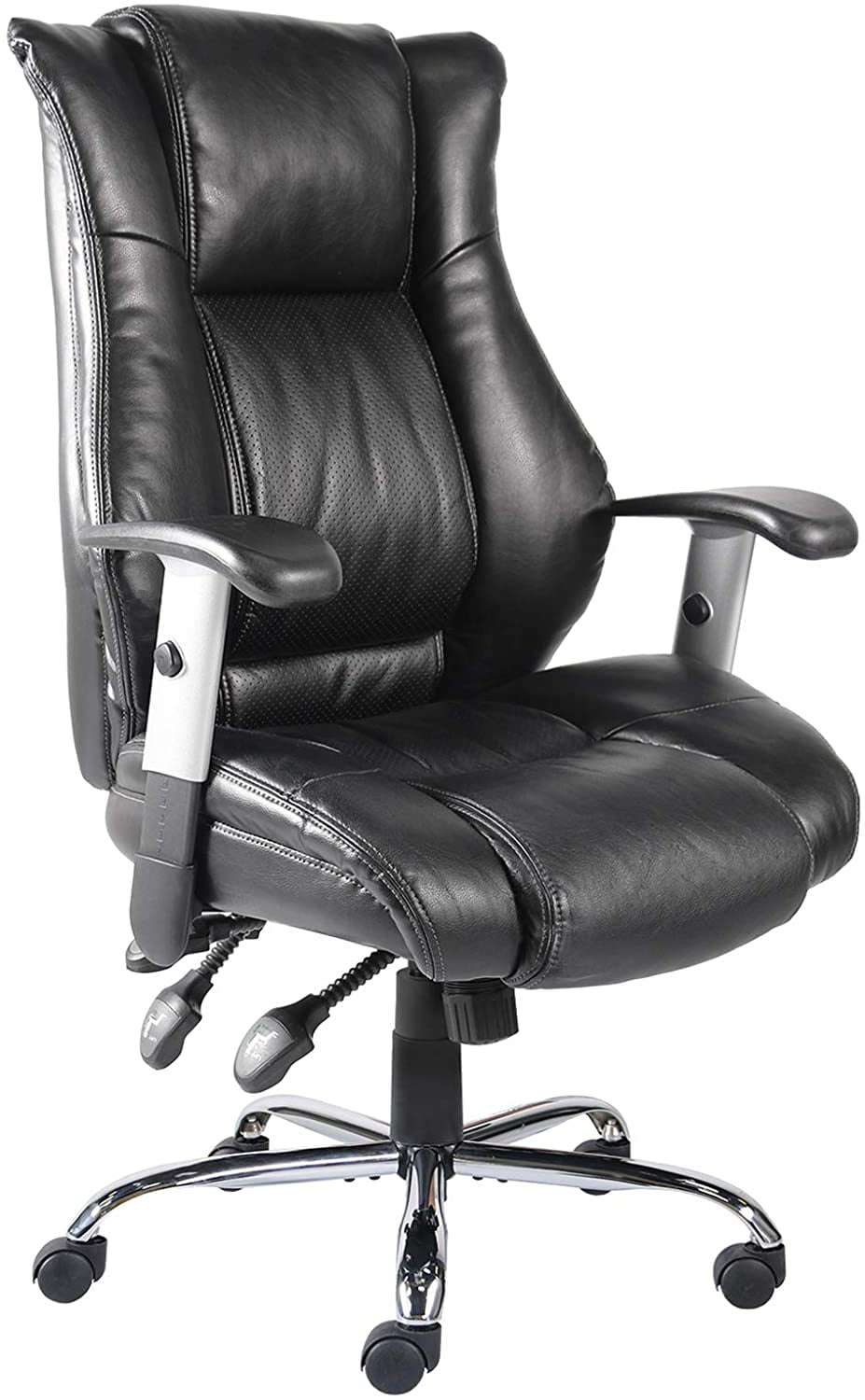 .Ergonomic Mid-back Computer Office Chair PU Leather Desk Task Task Swivel Black 