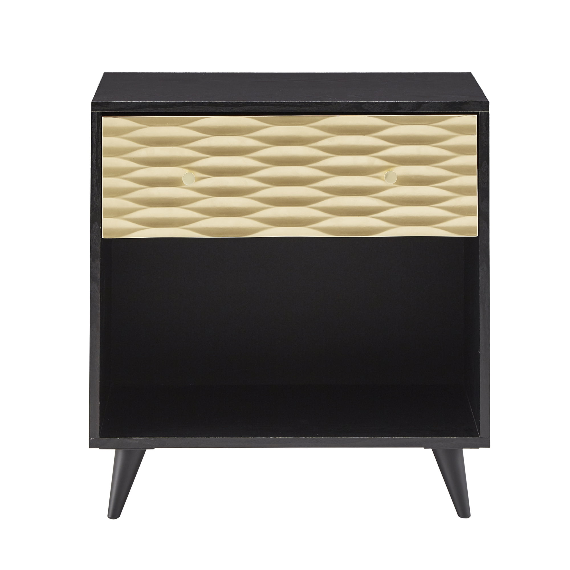 Weston Home Telina Rectangular Wood Two-Tone 1-Drawer End Table, Black/Natural