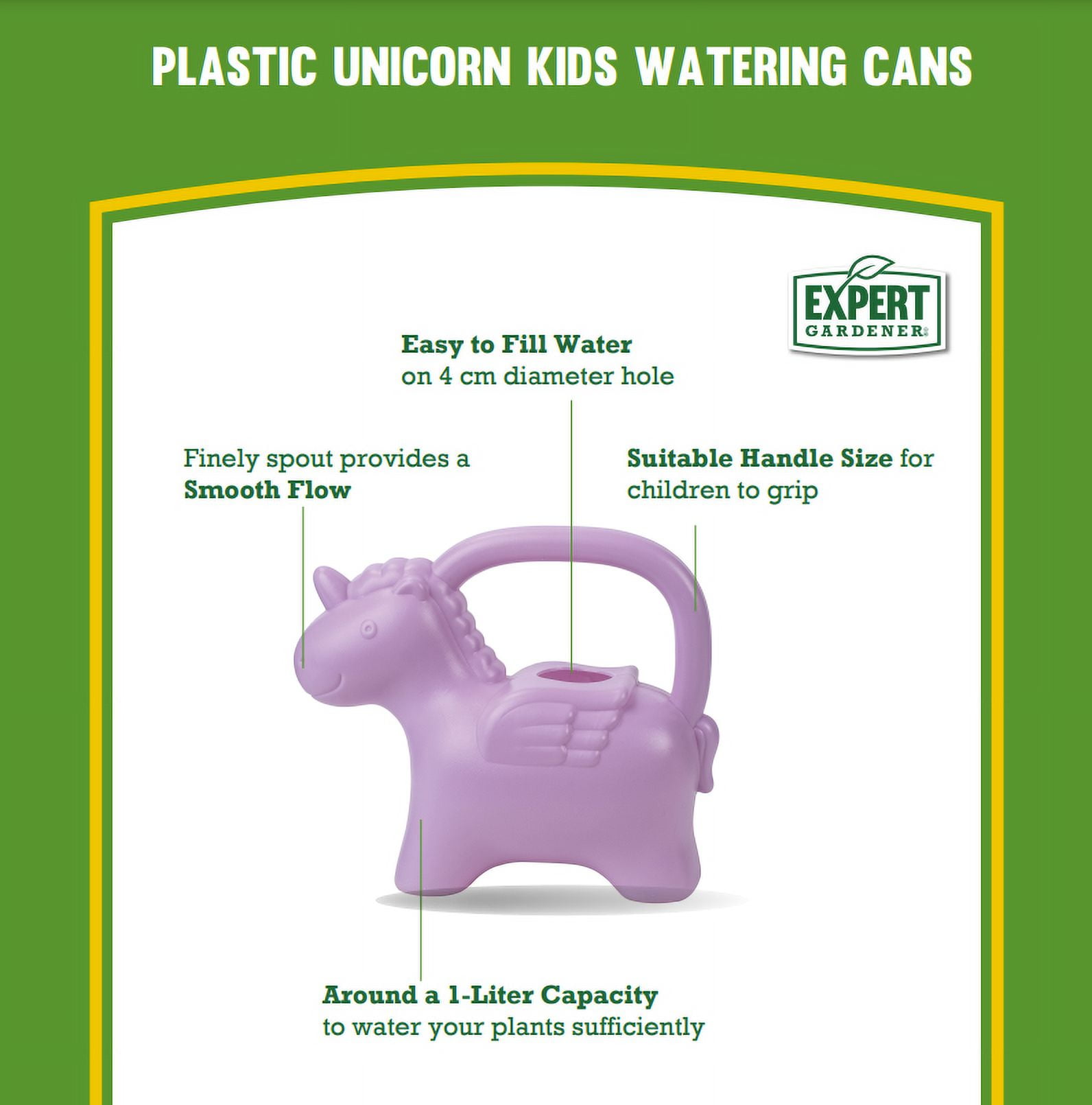 Expert Gardener Pink Plastic Unicorn Kids Watering Cans