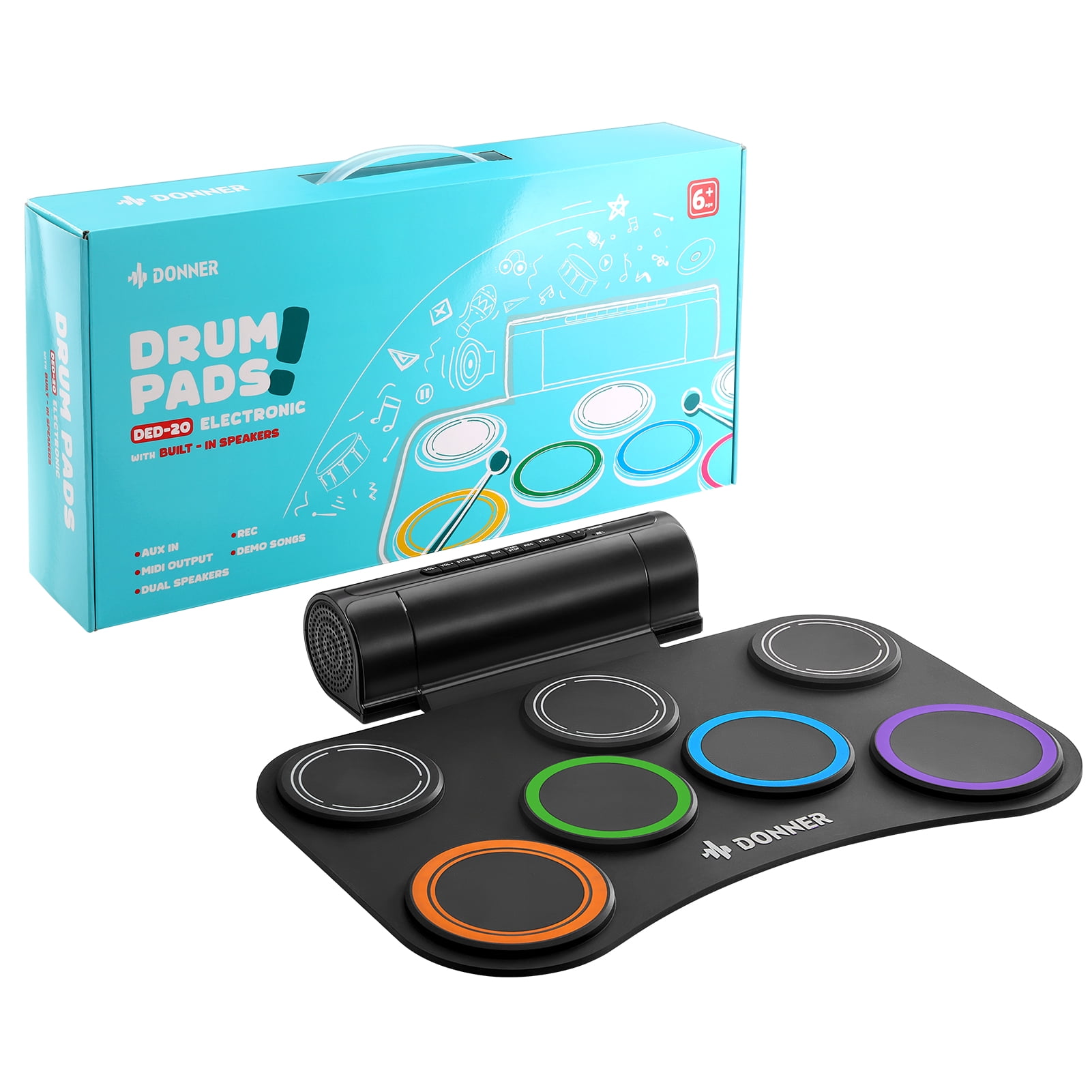 Donner Electronic Drum Set for Kids,7 Pads Roll-up Silent Electric Drum Pad, Gift Toys for Beginners