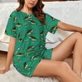 thumbnail image 4 of Fuzoiu Bass Fish Print Women's Short-Sleeved Pajama Set,Lounge Sleepwear Set,Womens Pajama Sets 2 Piece,Button-Up Top and Shorts with Pockets-3X-Large, 4 of 6