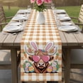 thumbnail image 4 of Easter Table Runner 72 Inches, Farmhouse Spring Bunny Cow Carrots Egg Brown Plaid Bed Runner Dresser Scarves Tabletop for Indoor Outdoor Parties/Ceremony/Banquet, 18" x 72", 4 of 8
