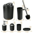 thumbnail image 7 of WeGuard Bathroom Accessories Set, 6 Pcs Gift Ensemble Set Toothbrush Holder, Toothbrush Cup, Soap Dispenser, Soap Dish, Toilet Brush Holder and Trash Can, Black, 7 of 7