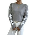 thumbnail image 2 of Suéteres de Cuello Redondo, Larga y Hombros Caídos con Estampado Floral para Mujer. Gris XL, 2 of 9