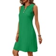 thumbnail image 3 of Women Casual A-Line Dress 2025 Sleeveless V Neck Pleated Sundress Loose Tank Dresses Green L, 3 of 9