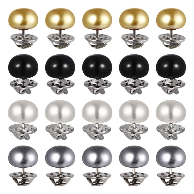 KAKOWELY 20Ud Botones Sin Coser Para Camisas Broches De Perla Metálicos Durables Y Portátiles