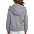 thumbnail image 6 of Girls Cute Hooded Jacket Full Zip Soft Fleece Bow Long Sleeve Sweatshirt Coat with Side Pockets Casual Daily Outwear Tops Gray 10-11Y, 6 of 7