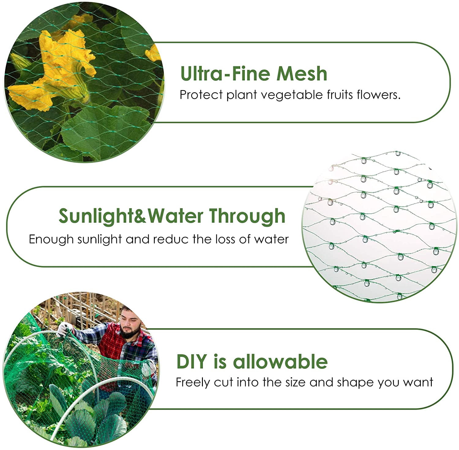 Bird Netting for Garden Protect Vegetable Plants and Fruit Trees13X20Ft,Plastic Trellis Netting for Birds, Deer,Squirrels and Other Animals