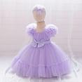thumbnail image 4 of Girls Cute Tulle-Tutu Dresses with Hairbands Summer 6M-3Y Toddlers Kids Elegant Solid Sleeveless Bowknot High Waisted A-Line Dress, 4 of 8