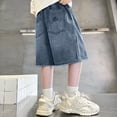thumbnail image 5 of Jean Shorts Girls Ripped Boy Baggy Jorts High Waisted Wide Leg Loose Denim Shorts Jeans Pockets Hip Hop Skateboard Y2k Jorts Shorts for Kids, 5 of 7