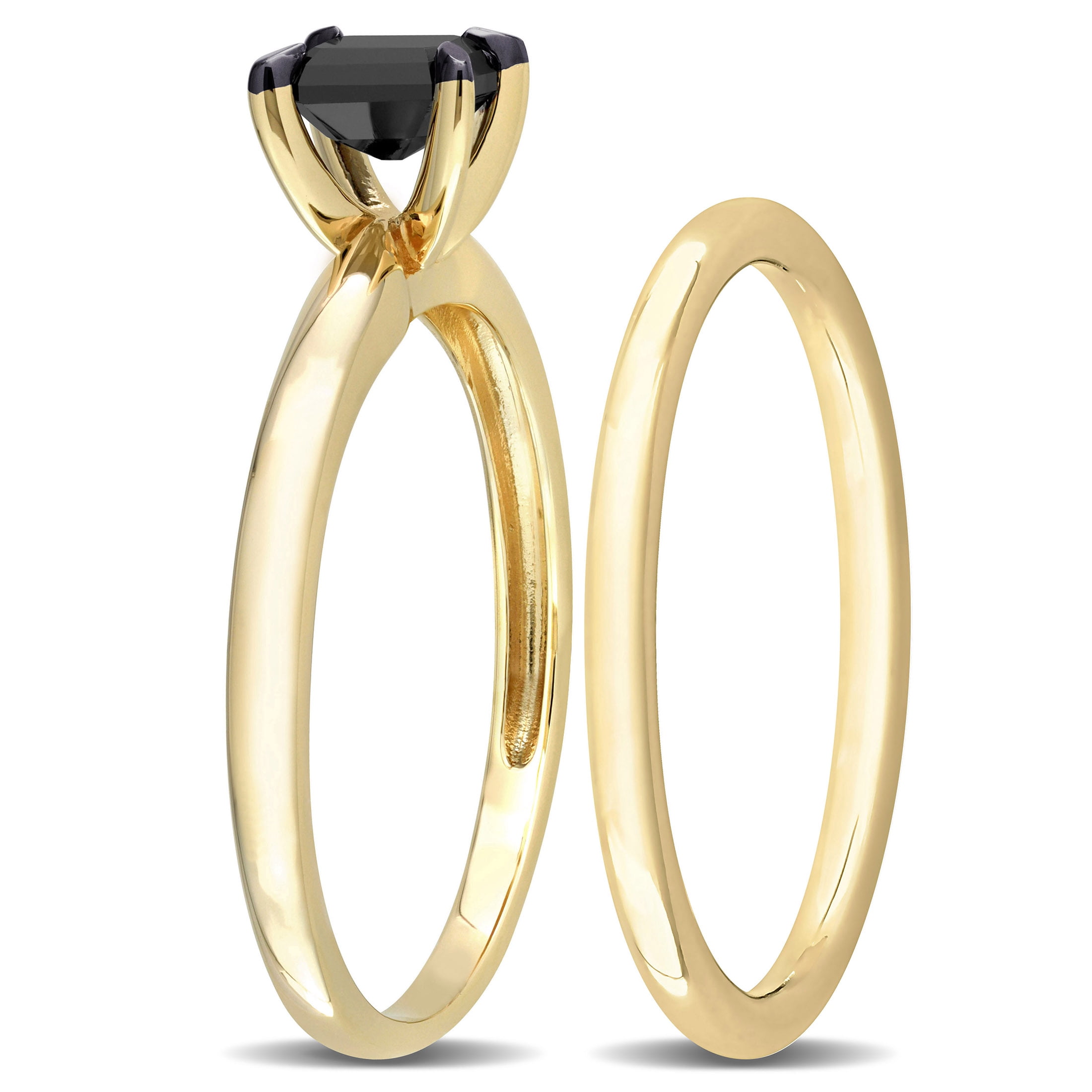 Everly Women's Diamond Emerald 14k Yellow Gold Bridal Set